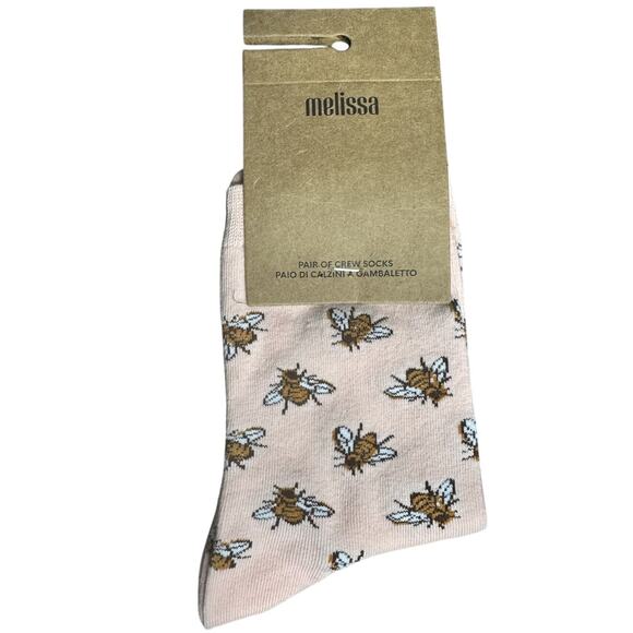 Melissa Girl's Pair Of Crew Socks, Bumble Bee Print Size US 6 To 7, NEW - Picture 1 of 4